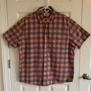 The Normal Brand Men’s Casual Button Down XXL Orange and Blue Short Sleeve